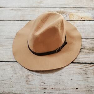 NWT Vintage 90s Y2K Tan Felt Wool Blend Fedora Floppy Hat Womens One Size